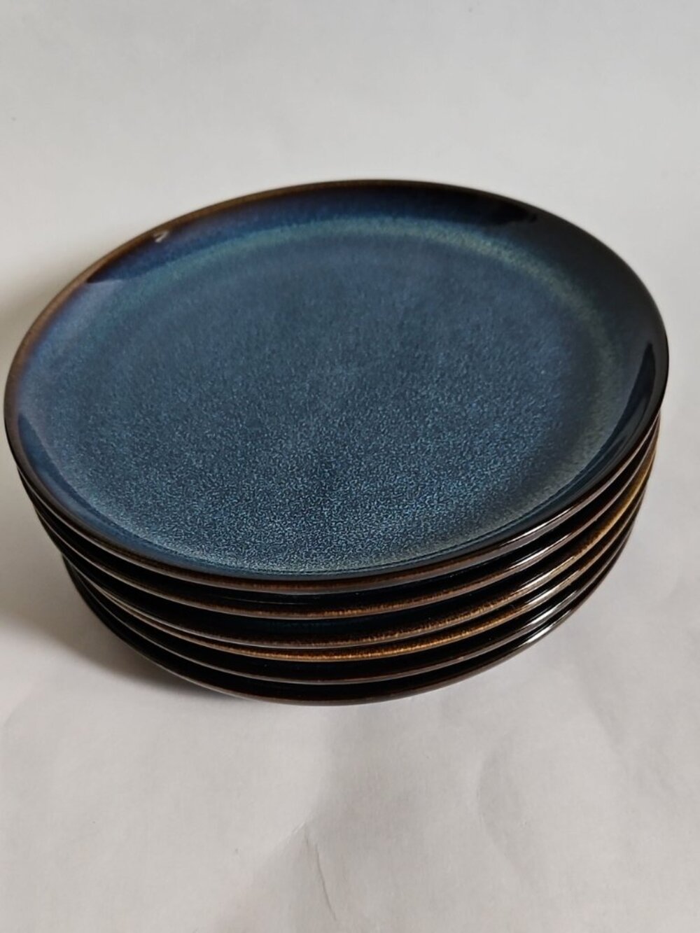 Set of 6 GLADELIG Ocean Blue, Glazed Stoneware Side & Salad Plates 7.75"